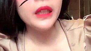 Asian girl with big tits performs sensual sex show on bigo live stream