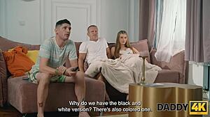 Daddy4k Explores Art and Intimate Connections on Sofa