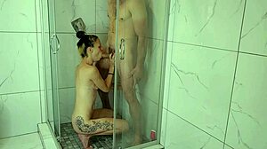 Morning Blowjob in Shower Turns into Gagging Face Fuck! Petite Milf Takes Monster Cock Deepthroat and Swallows Cum in Mouth – So Wet and Sexy!