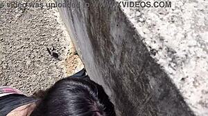 This hot chubby girl got bent over and fucked doggystyle in public street view.