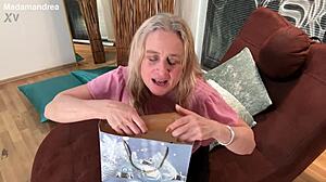 amateur blonde bbw fists her big pussy lips with huge dildo in private pov prolapse movie!