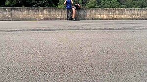 This hot chubby girl got bent over and fucked doggystyle in public street view.