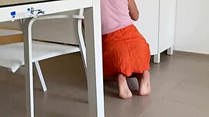 i mean, she gets this wild orgasm just from blowjob with anal plug in... but wait, then we go creampie squirting in kitchen, her tight pussy all wet and swollen!!