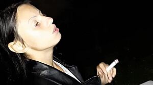 first i offered her a cigarette in the park. then we got passionate with licking and orgasms everywhere.