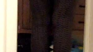 Wife in Leggings Shows Off Big Ass for Voyeur View. Milf Curves on Display.