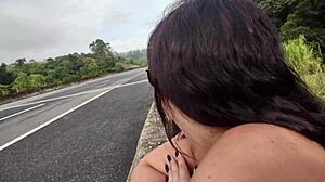 This hot chubby girl got bent over and fucked doggystyle in public street view.