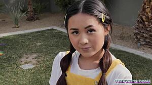 Tiny Asian Teen 18+ Elle Venove Gets A Strapon Threesome Punishment From Neighbors Diamond Banks And Johnny Castle