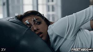 Hey, hypocritical priest, how do you convince this scared brunette teen Gia Derza with natural tits and glasses to give up her anal virginity in rough gaping sex with monster cock and rimjob?