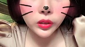 Asian girl with big tits performs sensual sex show on bigo live stream