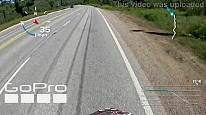 Blonde with big ass in leather thong at wild beach party POV