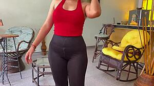 my gorgeous stepmom's out pruning plants, showing off that massive ass of hers in the yard