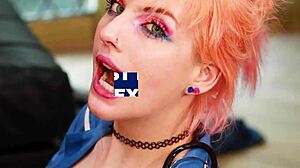 Oh wow, this 18 year old student delivers an amazing deepthroat blowjob in her college uniform with cum swapping!!