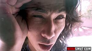 Step Granny Caught Him Perving on Her Before Intense Hardcore Fucking in Mature Taboo Encounter with Spying and Masturbation