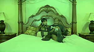 Channy Crossfire takes big black cock deepthroat in cheerleader quickie suck