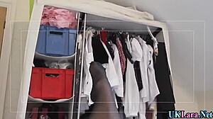 British Nurse Blows Cock! Watch Her Suck and Finger in Heels and Stockings at the Hospital with Patient!