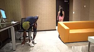 Suggestive Ball Licking And Deepthroat Blowjob On Big Black Cock Through Mask. Florida Milf Gets Facial Cumshot In Sloppy Interracial Sucking.