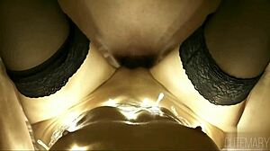 Watch the guy flood his tanned petite 18+ girlfriend's pussy with cum after riding cowgirl!