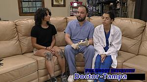 Dr Tampa checks Nicole Luva's small tits and spreads her during first gyno exam 😷