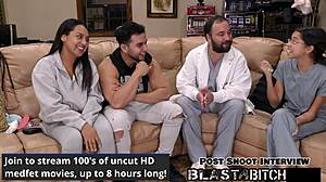 Mia shocks her shaved pussy with intense missionary pounding before getting blasted with cum in pov