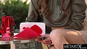 What Drives Hot Sexy Brunette To Spread Long Legs Wide For Avid Outdoor Masturbation?