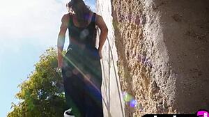 Cute Hannah Le Poses Outdoor In Lingerie