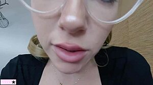 Fucking for an A with Brunette Student in Glasses and Ponytail