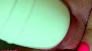 Blonde milf with big fake tits moans loud from multiple orgasms using toys in close up pussy masturbation