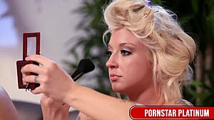 Slim Ariella Ferrera teaches blonde slut Leya Falcon how to eat pussy