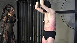 Japanese Mistress Puts Clothespins On Slaves Nipples And Cock In Femdom Riding