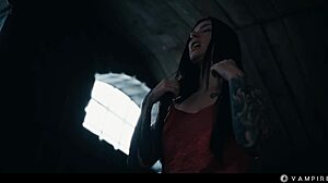 Why resist me turning you into my obedient sex slave? This tattooed dominatrix vampire controls your wet pussy with dirty talk and scissoring.