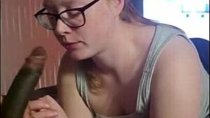 Big booty ginger in glasses rides jungle bunnys bbc with nice tits pt1