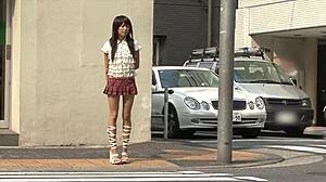 Asian girl joins hardcore threesome in bedroom. She rides cowgirl, takes doggystyle, and swallows cum after rough sex.