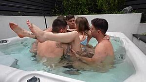 Triple penetration squirting and bukkake in a gangbang for Ivy Maddox - she's screaming from rough double vaginal and anal! 😱💦