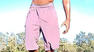  It's a good workout session in dorm with athletic black brunette roommate.