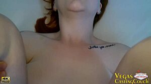 hot redhead gets ass fucked and throated in pov deep throat for first porn in vegas