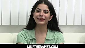 I'm the sexy milf doctor Ashley Wolf helpin this slutty babe learn sharin her old man.