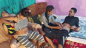 Orgía interracial sudada con chicas desi calientes follando a sus novios Hanif Popy Khatun Mst Sumona Manik Mia