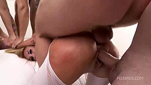 orgasm-hungry whore's every hole stuffed with thick cock in raw gangbang frenzy 😱