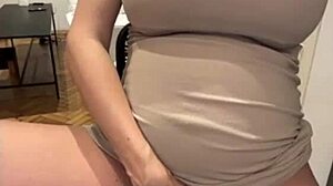 my stepmom's milky tits bounce as she sucks dick and flaunts her swollen pussy