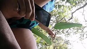 We left the ranch pool to fuck in the hidden jungle for first time anal creampie