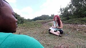 Caricature gone wrong as starving artist gets fed huge big black cock in first time interracial outdoor action with redhead milf. 😱🍆