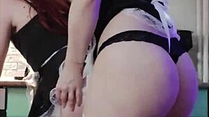 milf from dating site dresses as maid to dominate and fuck guy with big ass and natural tits