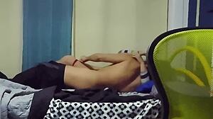 The first time the flight attendant dared to enjoy the delicious act in this clip