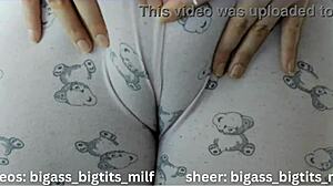 cameltoe pajama shows off big pussy lips and juicy curves in solo play