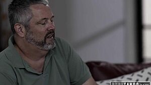 hey, why's this spineless cuckold just watching his new milf wife fuck her stepson in rough doggystyle? pure taboo blonde femdom action!