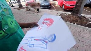 Caricature gone wrong as starving artist gets fed huge big black cock in first time interracial outdoor action with redhead milf. 😱🍆