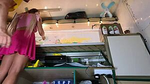 I Just Couldn't Resist the Urge to Upskirt This Hot Bitch at Work and See Her Ass and Pussy Under the Skirt in Pov