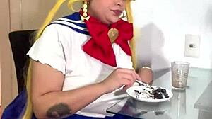 Chubby sailor moon rips farts