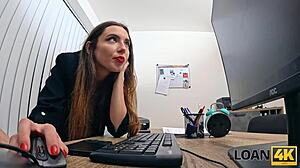 loan4k agent catches cheating wife fingering in office and seduces her for hardcore sex