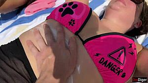 Public Pickup Stepmom And Stepdaughter On Beach Risky Dick Flashing Cum On Face